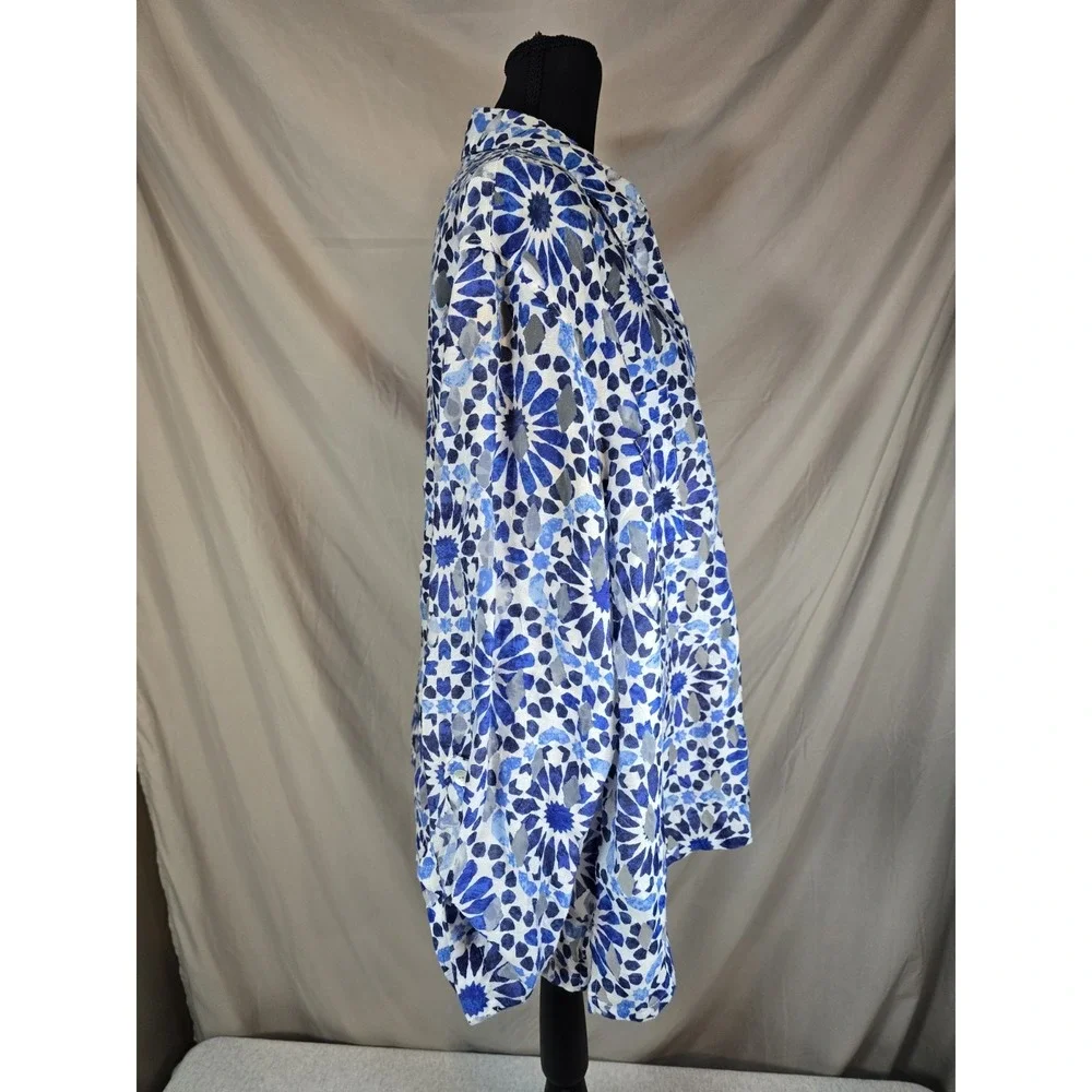 Ruby Rd Womens Blue Patterned Button Up 22W - Picture 6 of 8